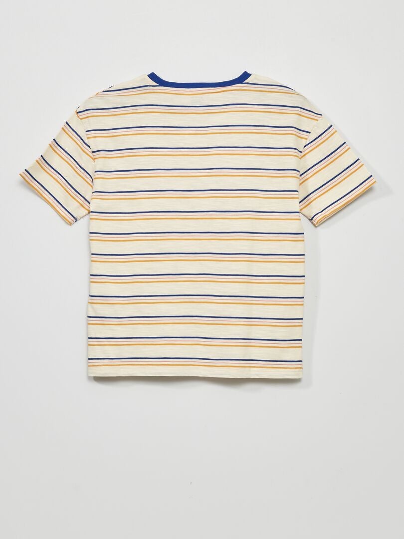 Camiseta listrada de manga curta - BRANCA