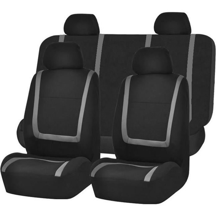 Fundas universales para asientos de coche, 9 piezas - negro y gris, transpirables, suaves y cálidas.