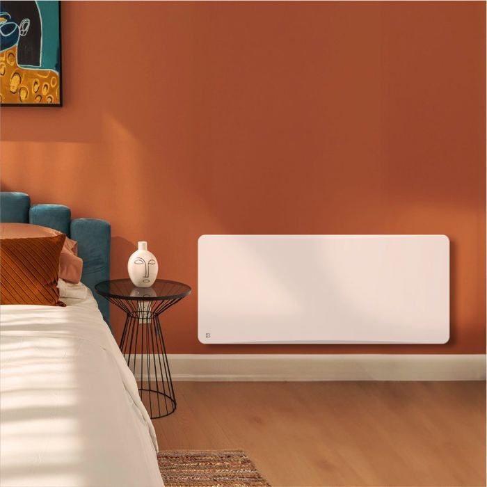 BESTHERM OVEO 2000W Ceramic Dry Inertia Fixed Electric Radiator - Interchangeable Thermostat - Horizontal White - NF