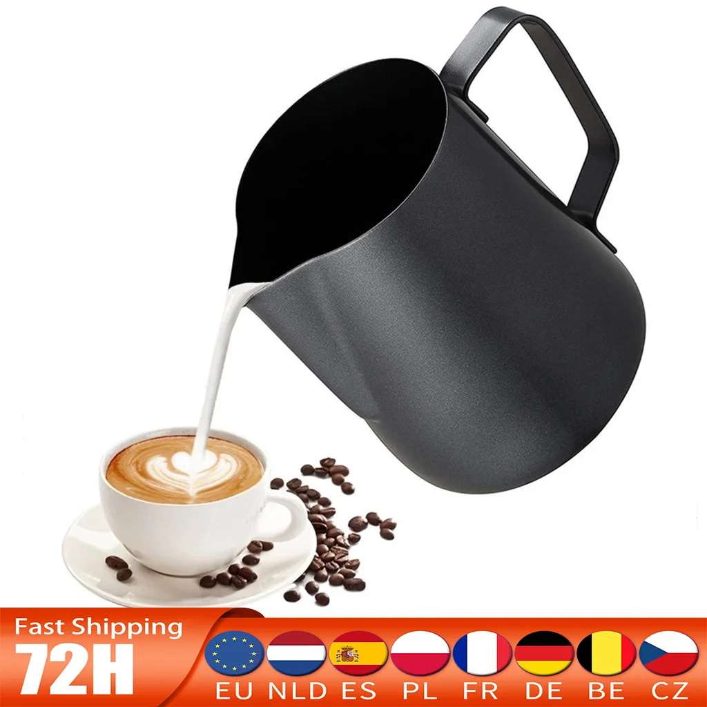 Pichet à mousser le lait et le café en acier inoxydable 304 avec graduation, pour latte, la préparation de café vapeur et autres boissons. Accessoires de cuisine et de café.