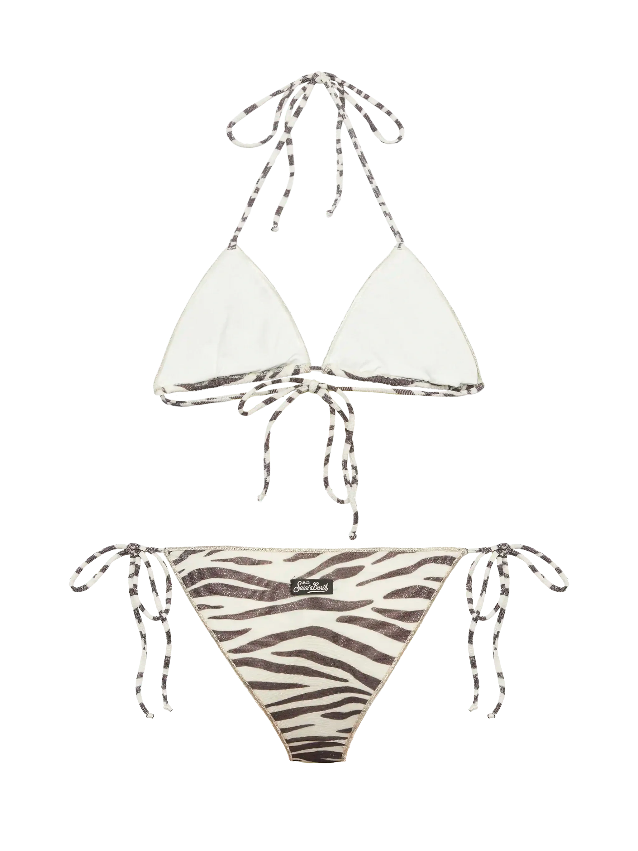 Leah Marielle klassieke driehoekige bikini van lurex met zebraprint