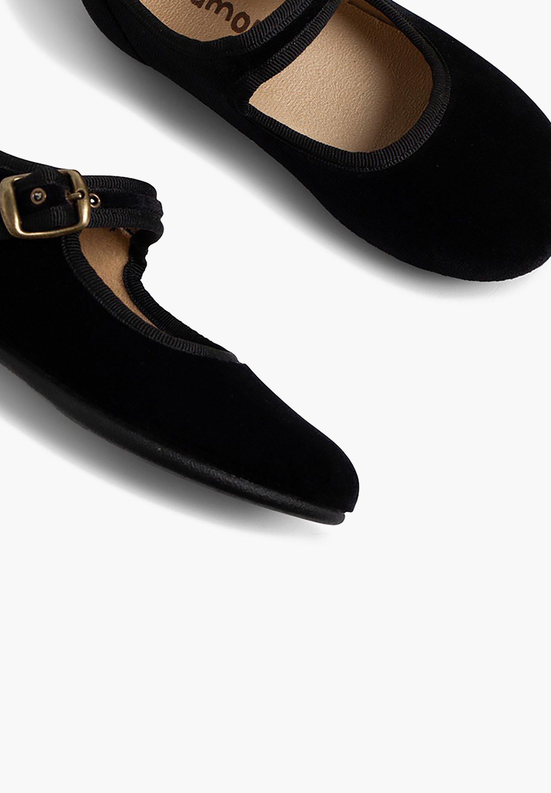 Pisamonas Samt-Babyschuhe mit Schnalle – Schwarz