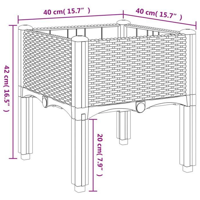 vidaXL Plantenbak met poten, verhoogd plantenbed, bloembak, plantenpot voor tuin, terras, achtertuin, buitengebruik, zwart 367888