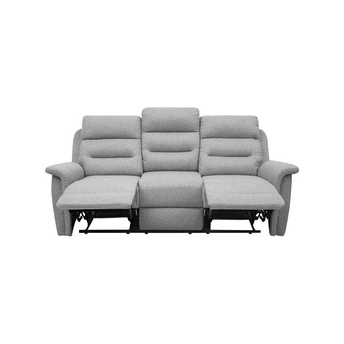 Sofá reclinable de 3 plazas LÉON en tela gris - Gris claro - 191 x 94 x 100 cm - LOUNGITUDE