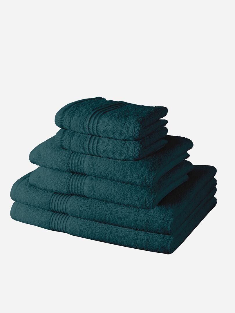 Set van 6 handdoeken + badlakens - BLAUW