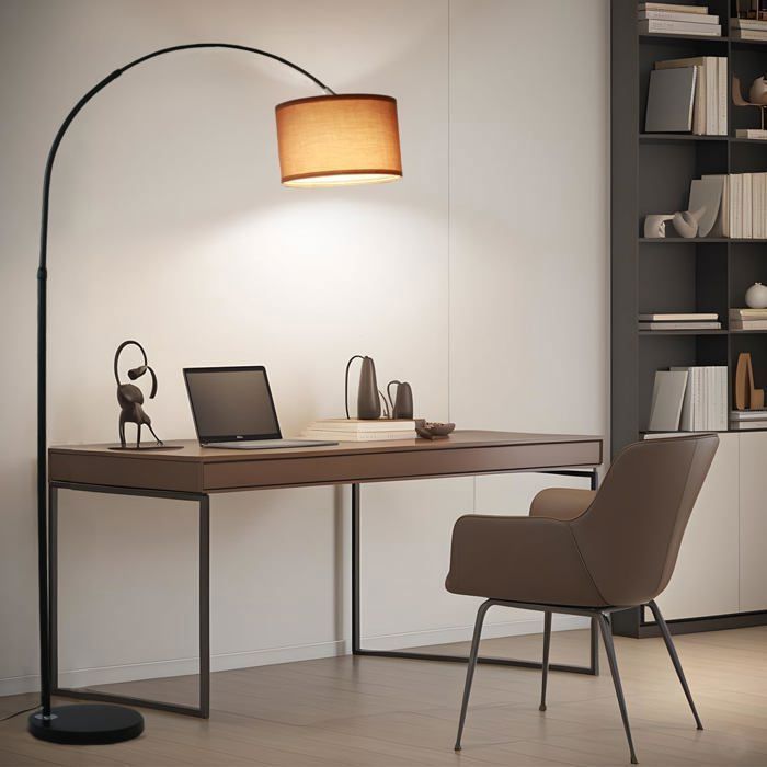 ANTENLICHT Lampadaire Arc Argent-Marron:  Intensité Variable, LED E27, Vintage, Pour Salon/Chambre/Hôtel