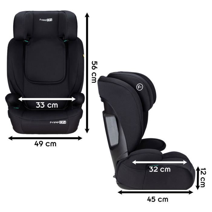 Silla de coche ajustable VEGA i-Size de 100-150 cm hasta 36 kg, de 3 a 12 años, color negro.