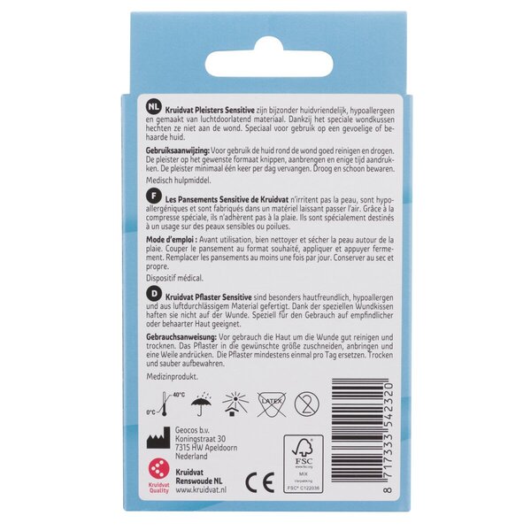 Kruidvat Sensitive -laastarit<br>Lääkinnällinen laite - 6 cm, 10 kpl