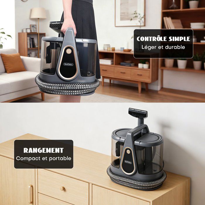 Nettoyeur canapé - KOTICIDSIN - 550W 18KPa - Réservoir 2200+900 ml - Brosses incluses -