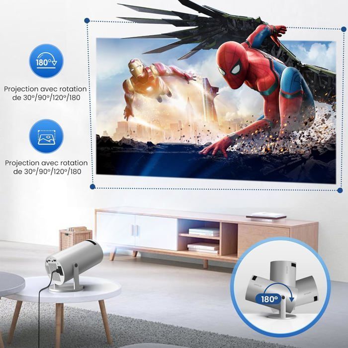 HIPPUS Mini 4K Projector, Portable WiFi 5G/2.4G Bluetooth Projector, Video Projector with 180° Flip