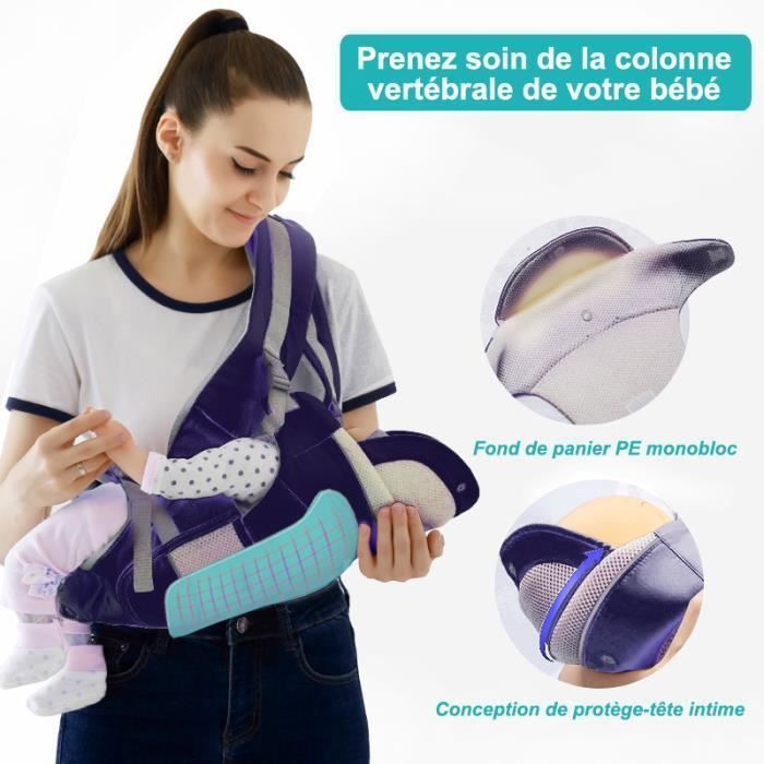 Porte Bébé Multifonctionnel Ergonomique Physiologique Avec Siège à Hanche Multi-poches Pour bébé de 0 à 36 Mois - Bleu foncé