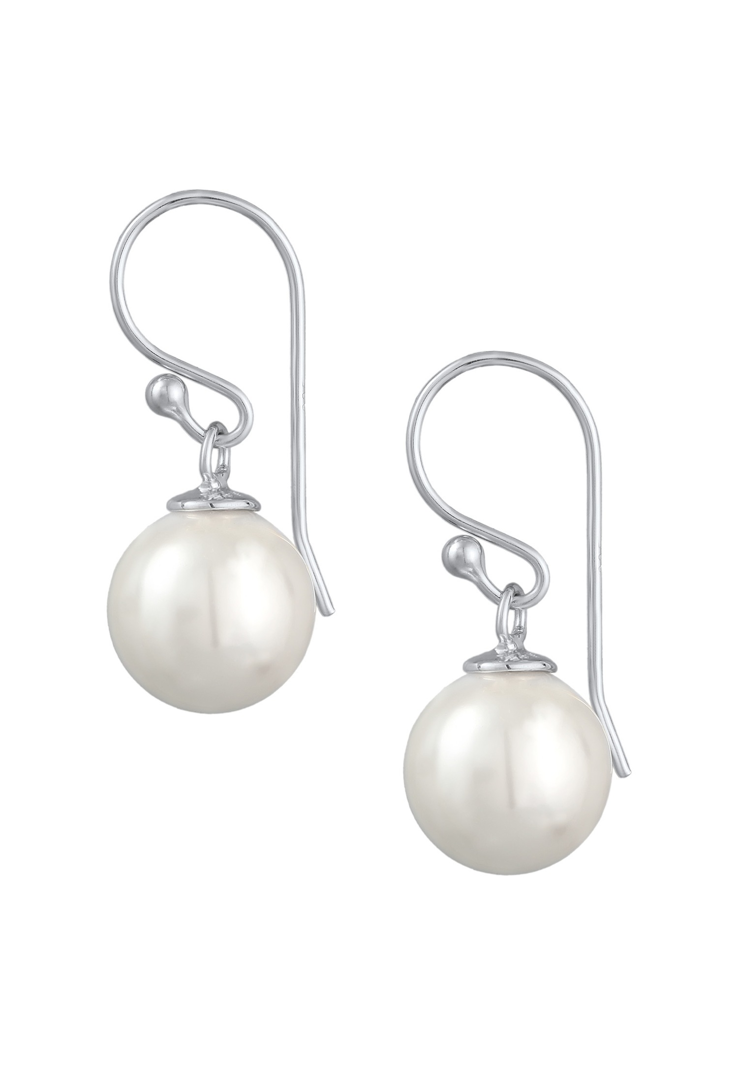 Elli Femmes pendentif d'oreilles classiques avec perles de coquillage en argent sterling 925