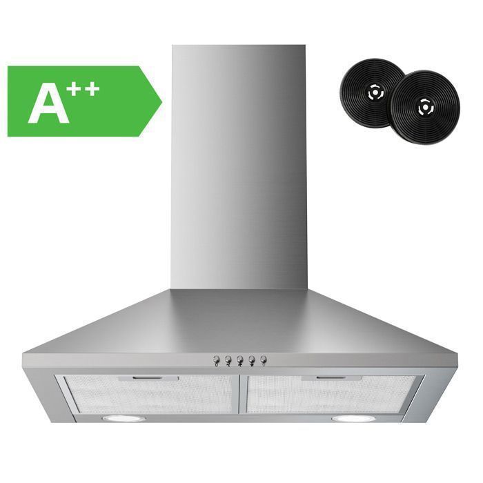 FIREGAS 60cm Extractor Hoods 368m³/h - Extraction or Recirculation - 3 Speed Levels - Wall Mounted - Stainless Steel - Energy Class A++