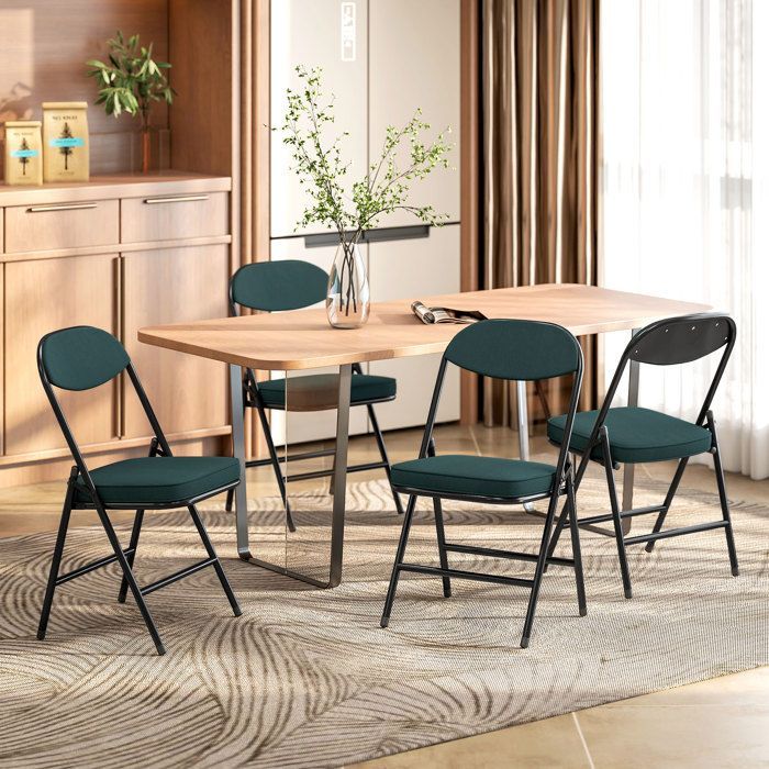 Lot de 4 chaises pliantes - HOMCOM - portables - assises et dossiers rembourrés - velours côtelé - 45 x 48,5 x 82 cm - bleu