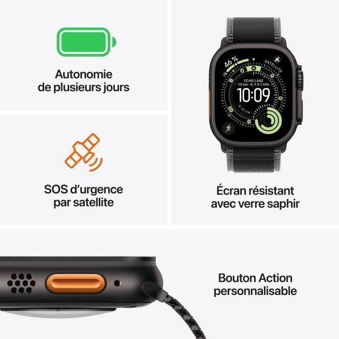 Apple Watch Ultra 3 GPS + Cellular - 49 mm - Cassa in titanio nero - Cinturino Alpine Loop nero - Taglia piccola