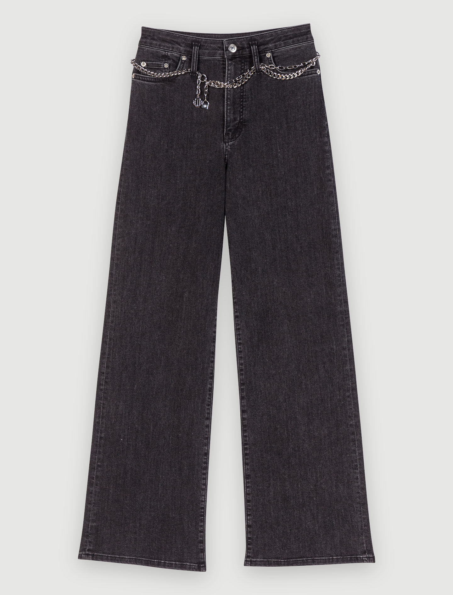 Jean baggy à ceinture noir-Negru