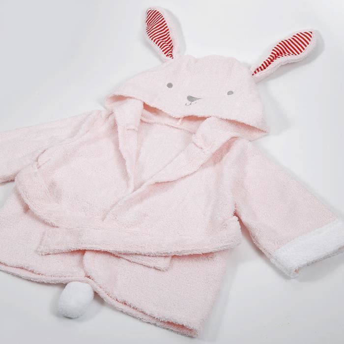 Peignoir Serviette Sortie de bain drap Couverture pour bébé Mignon Animal lapin rose