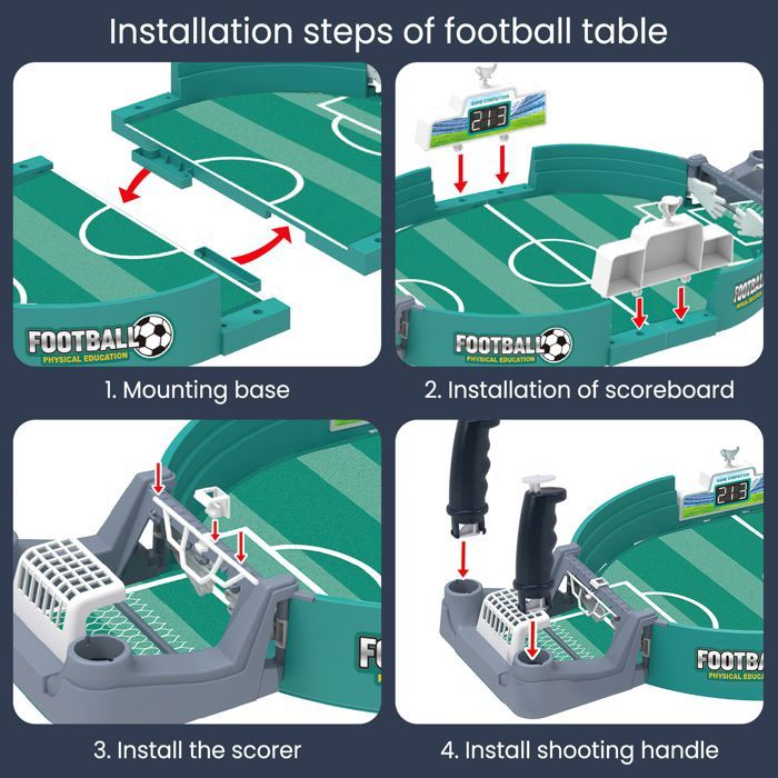 Mesa de futbolín de 42 cm, mesa de futbolín infantil, con 6 pelotas para niños, adolescentes y adultos, para el hogar o la sala de juegos.