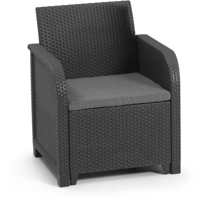 Sillón de jardín con cojín - en resina - Allibert de KETER - SanRemo - Gris grafito