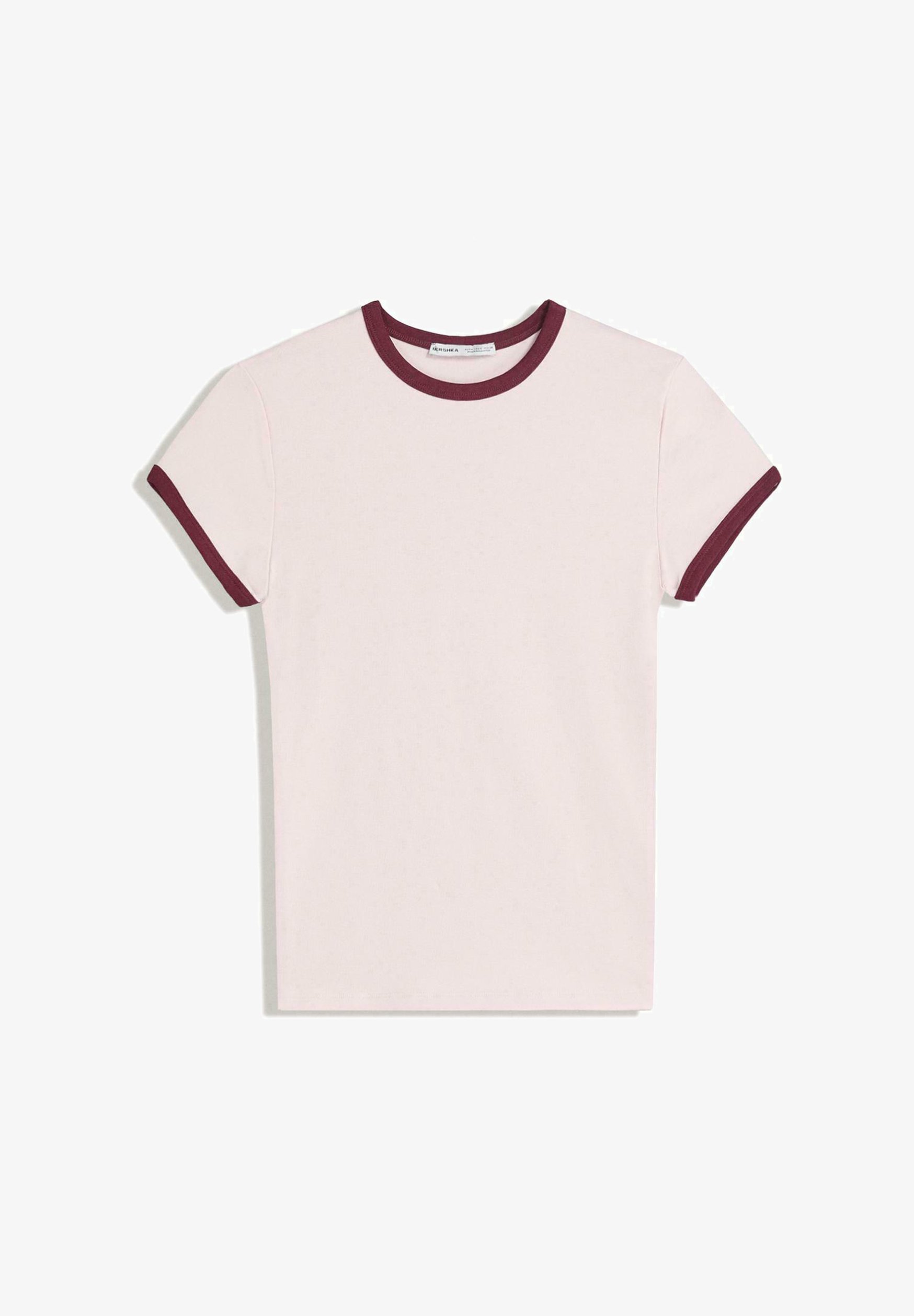 T-shirt basique Bershka CONTRAST à manches courtes - rose clair