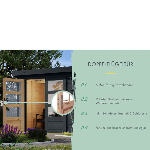 Hybride tuinhuis Modern X met aangebouwd dak