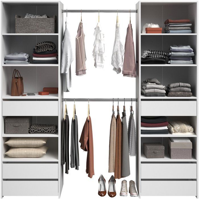 Dressing double - L199,9 x P49,7 x H200 cm - Blanc - Made in France