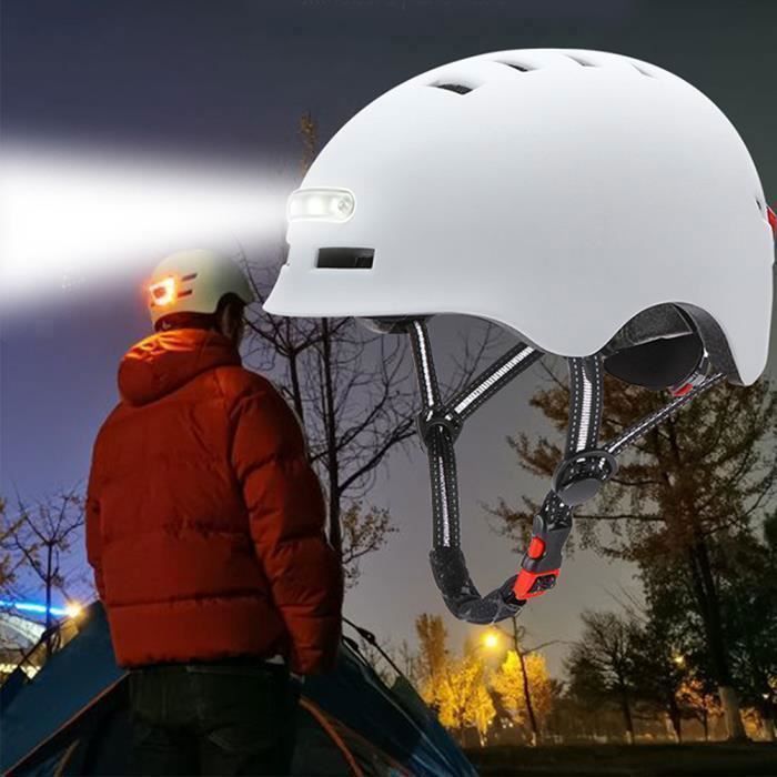 SURENHAP Rithok Bike Helmet with USB Charging, Bright Light and Warning Light - White