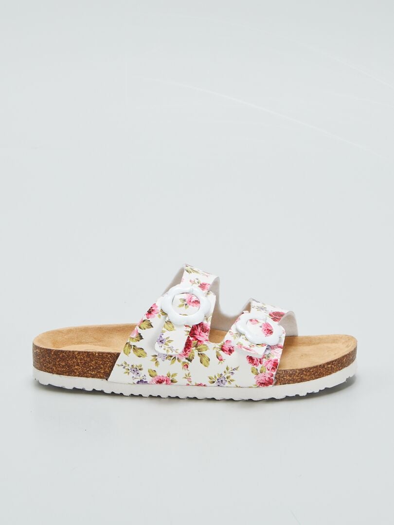 Sandalias con hebillas estampadas - BLANCAS