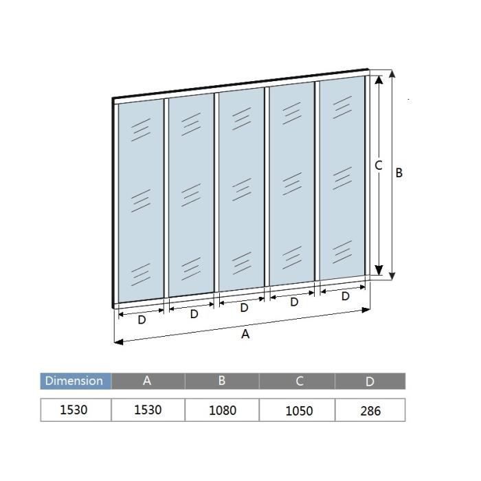 Verrière Atelier Kit Verrière fixe avec vitrage inclus - AICA - En aluminium - Noir Mat - L.153xH.108cm