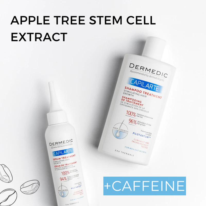Tratamento com sérum Dermedic Capilarte para estimular o crescimento e a regeneração capilar.