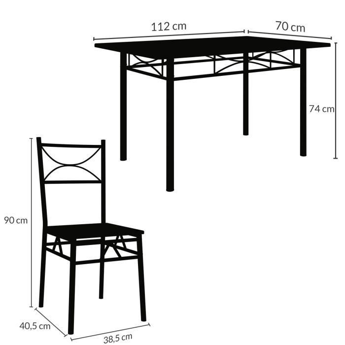 Paul 5-Piece Oak Dining Set: 1 Table, 4 Lacquered Metal Chairs, Elegant Design