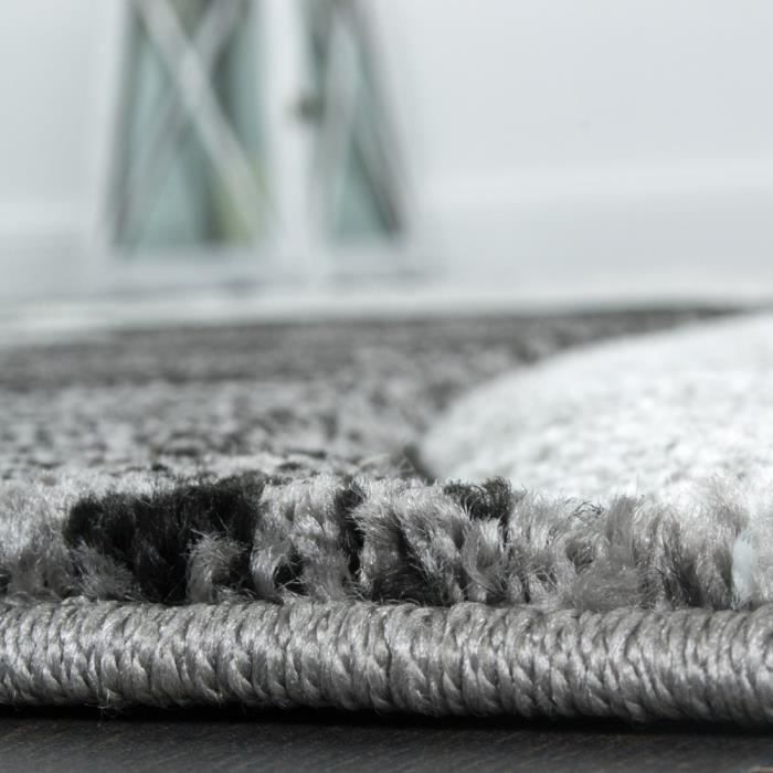 Tapis moderne design - Gris Noir Crème - 120 x 170 cm - Motif Ligné Moucheté - Polypropylène - Intérieur - PACO HOME