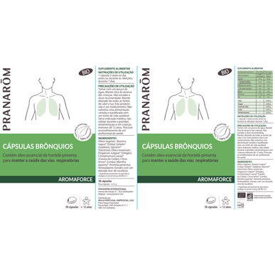 Pranarôm Bronchi kapsle Aromaforce esenciální olej s mátou peprnou 30 kapslí 30 kapslí
