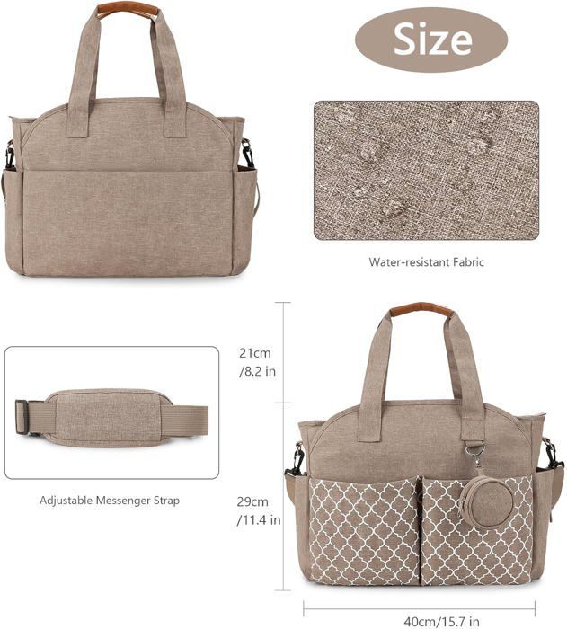 Borsa fasciatoio per neonati, 13 tasche, scomparti multipli, borsa maternità, borsa fasciatoio da viaggio con tracolla, beige