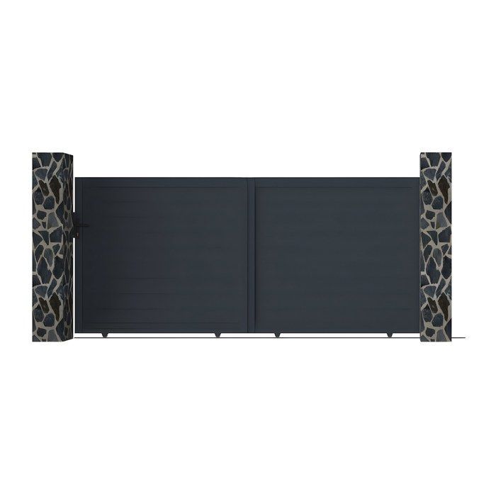 Puerta corredera de aluminio macizo (374 x 165 cm en total) color antracita - NAZARIO