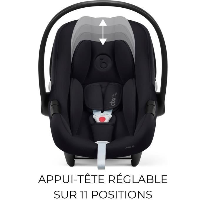 Silla de coche Aton B2 i-Size CBX de Cybex - De 45 a 87 cm - Desde el nacimiento hasta los 13 kg - Hasta los 2 años - Base One incluida - Negro volcánico