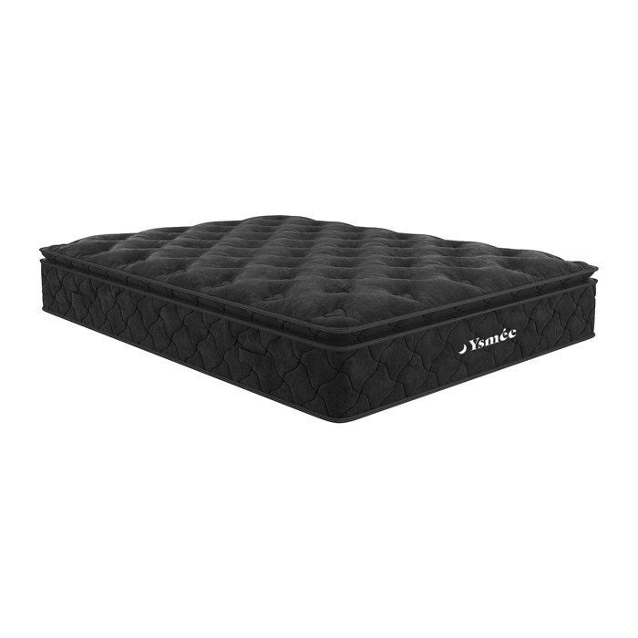 Juego de cama de 160 x 200 cm con somier de láminas + colchón de muelles ensacados con topper integrado de 28 cm de grosor - BLACK DREAM de YSMÉE