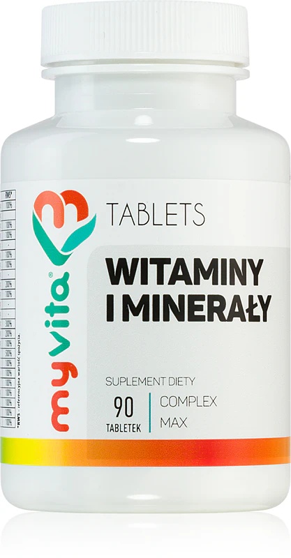 MyVita vitamīnu un minerālvielu uztura bagātinātāju tabletes, vitamīnu, minerālvielu un mikroelementu komplekss
