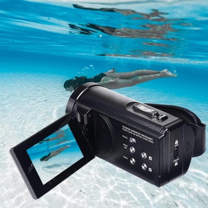 Videocámara digital, resolución 4K, resolución de 56 MP, pantalla HD de 3 pulgadas, resistente al agua, zoom de 18x, portátil, color negro.