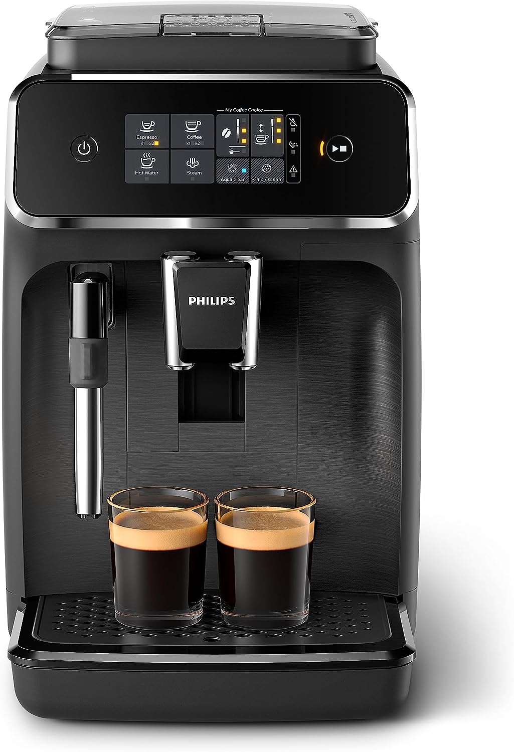 PHILIPS 2200-serien helautomatisk espressomaskin - klassisk melkeskummer, 2 kaffetyper, intuitivt berøringsdisplay, svart, (EP2220/14)