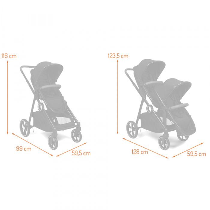 Baninni Luiz XL Double Stroller Taupe – Innovative Solution with Extra Spacious Convertible Seats from Birth to 22 kg