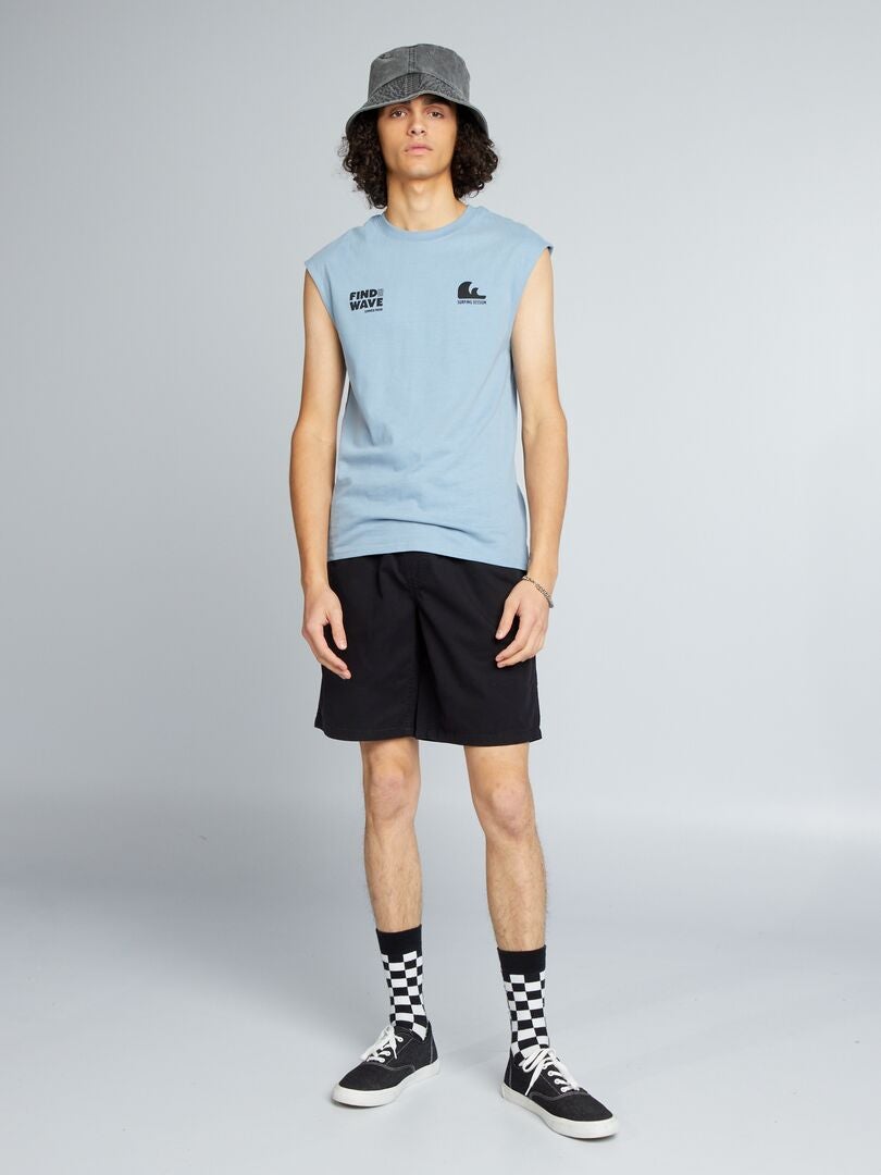 Shorts de algodão elástico - PRETO