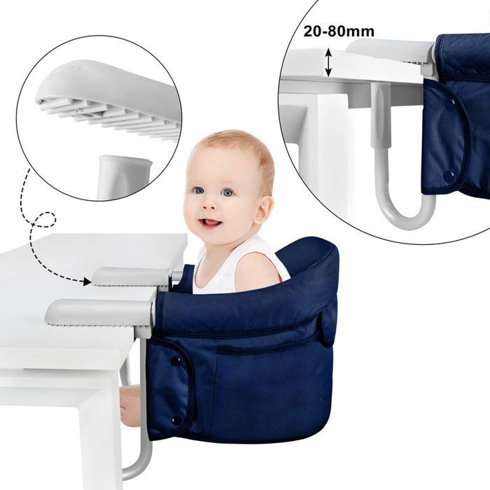 Mesa plegable para bebé YUENFONG con abrazaderas antideslizantes y cinturón de seguridad - Azul
