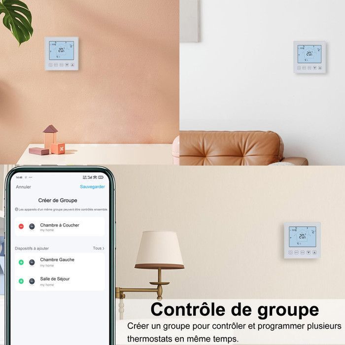 KETOTEK 16A Wi-Fi slimme thermostaat, elektrische vloerverwarming met sensor, compatibel met Alexa, kamerthermostaat