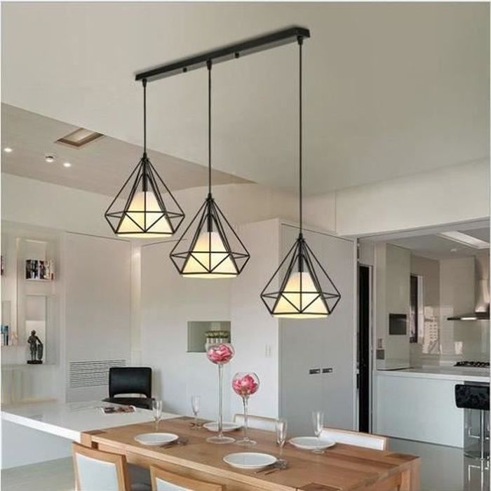 Kroonluchter met kooiconstructie - Diamantvorm - 22 cm 110-221V - Zwart