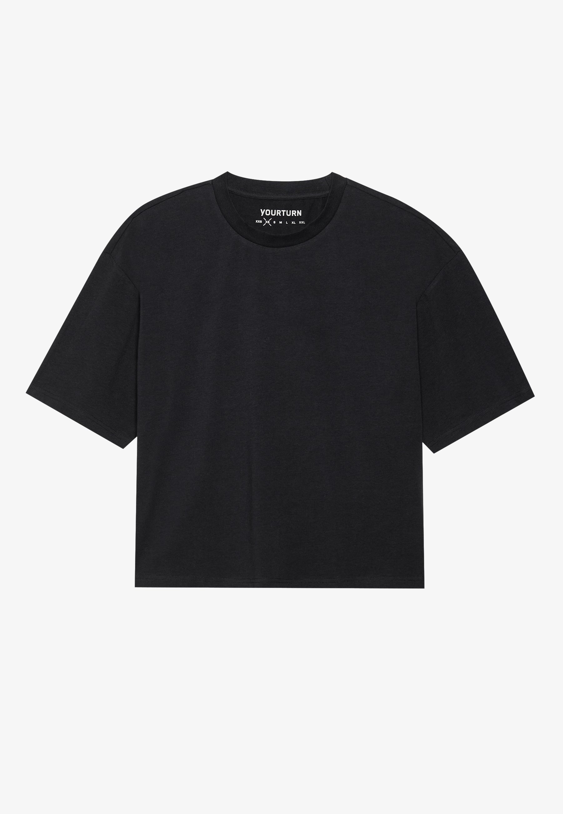 YOURTURN 2 PACK UNISEX BASIC BOXY CROPPED T-SHIRT - Jednoduché tričko - true black