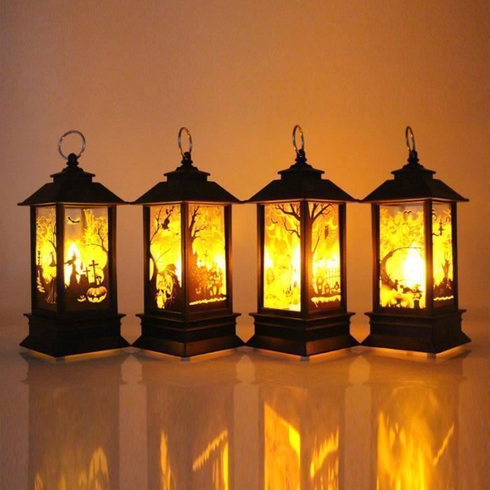 3 stuks Halloween LED-kaarslantaarns, spookkasteel handlantaarns om op te hangen voor buitenfeestjes.