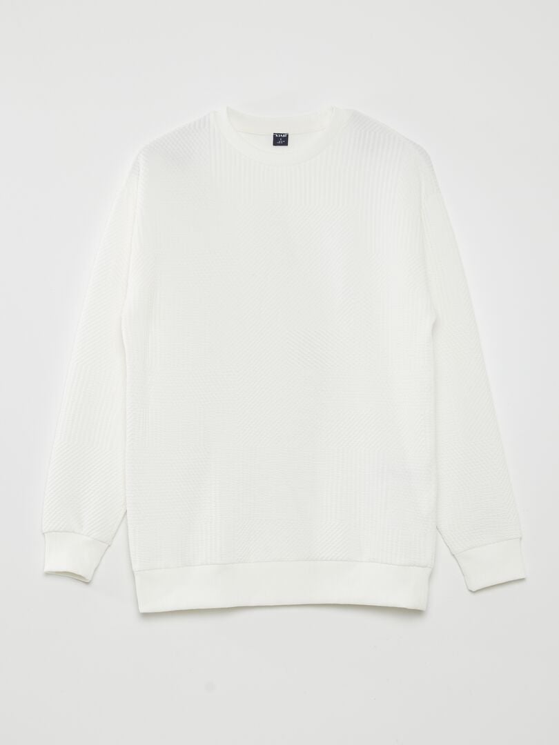 Gebreide Ottoman-sweatshirt met reliëf - Wit