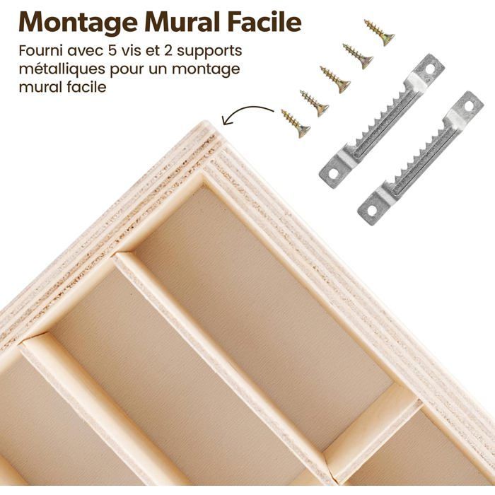 Étagère murale - CREATIVE DECO - Voitures Miniatures - 54 Compartiments - 60x40x5,5 cm - Bois Naturel