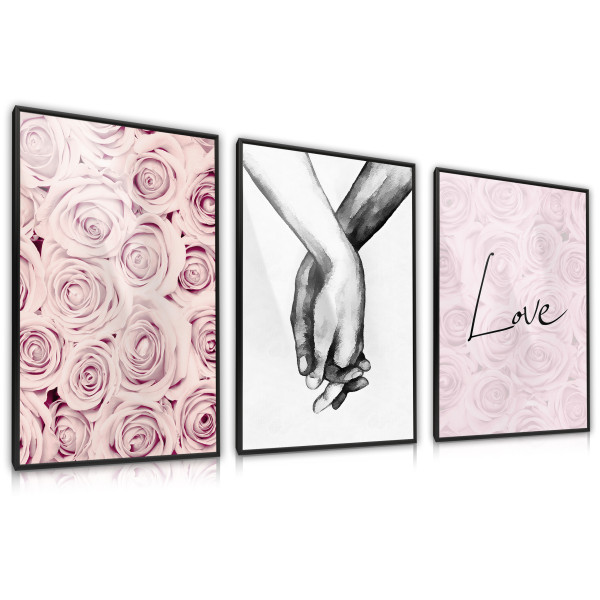 ZESTAW 3X Plakat Pudrowe róże 30x40cm